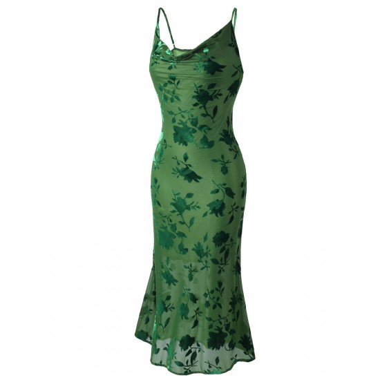 Green  Floral Vintage Dress