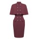 2PCS  Button Work Pencil Dress