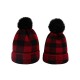 Red & Black Plaid Hairball Knitted Child Hat