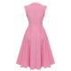 Pink  Doll Collar Solid Dress