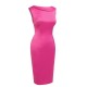 Rose Red  Satin Solid Pencil Dress