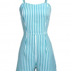 Turquoise  Stripes Romper & Skirt