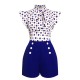 Blue  Polka Dot Buttoned Romper