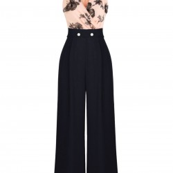  Butterfly Button Patchwork Jumpsuit