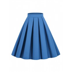  Solid Pleated Skirt