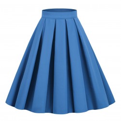  Solid Pleated Skirt