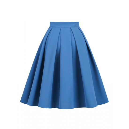  Solid Pleated Skirt