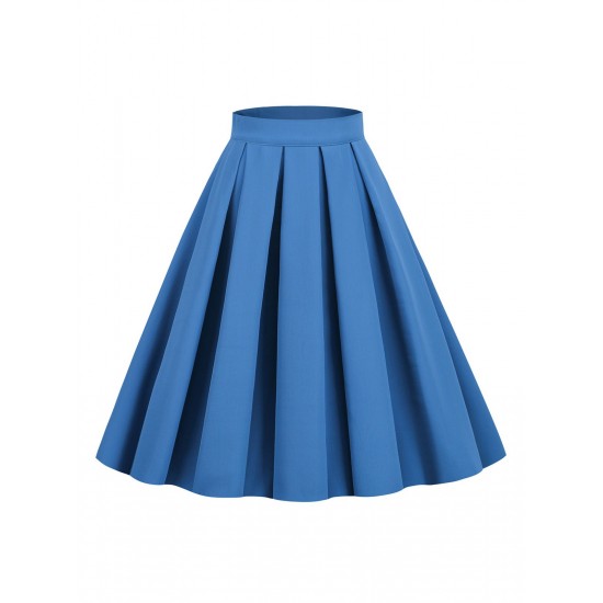  Solid Pleated Skirt