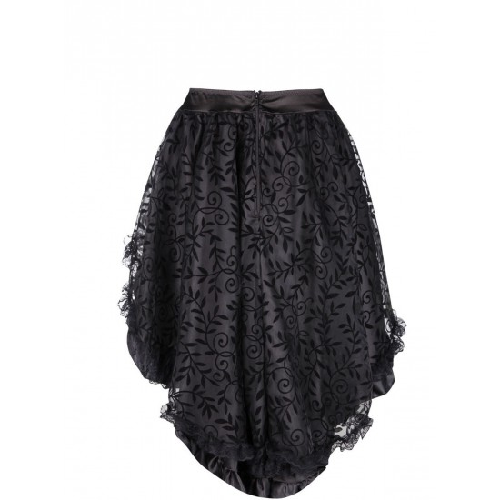  Mesh Ruffles Hem High Low Skirt