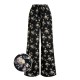 Black  Antique Floral Wide-Leg Pants