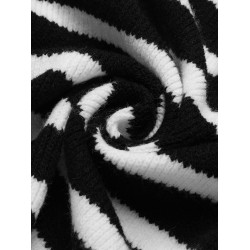 Black & White  Stripe Knitted Cardigan