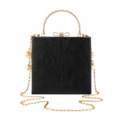 Black  Angel Pearl Chain Ladies Square Bags