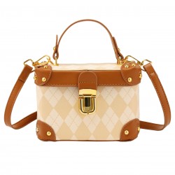 Brown & Beige Arcgyle Plaid Box Bags