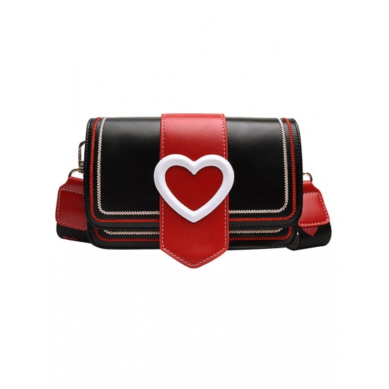  Heart Color Contrast Flap Bag