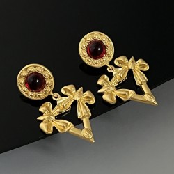 2PCS Gold Trim Alloy Earrings & Necklace