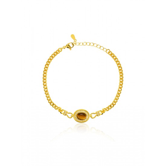 Gold Gemstone&Diamond Alloy Bracelet