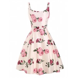 Pink  Rose Floral Swing Dress