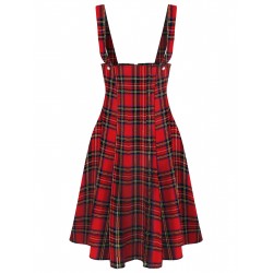 Red  Plaids Suspender Skirt