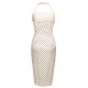 Ivory  Polka Dot Halter Pencil Dress