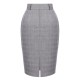 Gray  Plaid Belt Pencil Skirt