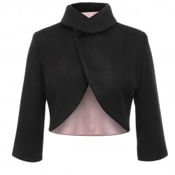 Pre-Sale Black   Woolen Wrap Bolero Jacket