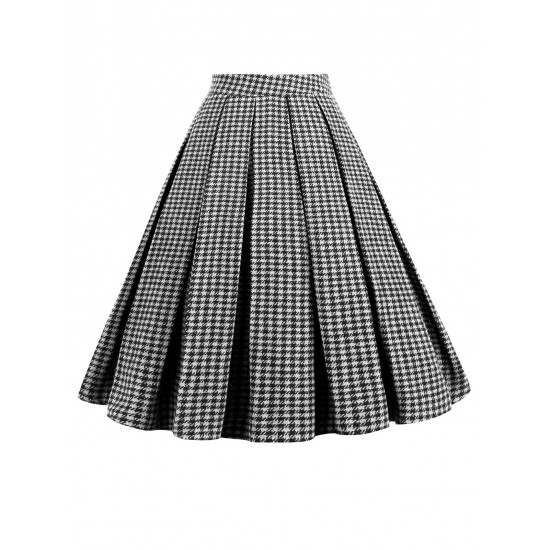 Black  Plaid Swing Panel Skirt