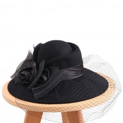  Floral Mesh Wooled Dress Hat