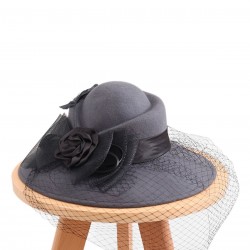  Floral Mesh Wooled Dress Hat