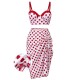 Red  Polka Dot Pleated Swimsuit