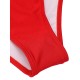 Red  V-Neck Solid One-piece Swimsuit