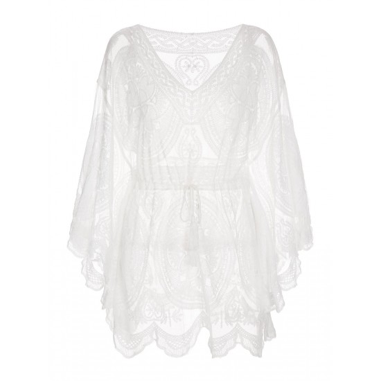 White  Lace Hollow Hedging Cover-up