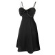 Black  Bowknot Strap Sleepwear