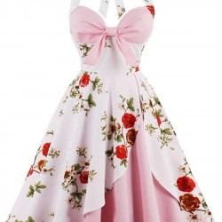  Halter Floral Swing Dress